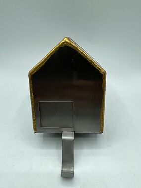 Vintage Mid-Century Modern house-shaped stocking holder Xmas steel